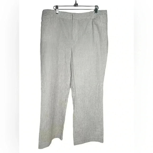 Lauren Ralph Lauren Cotton Seersucker Cream White Striped Pants size 16 - Picture 1 of 9